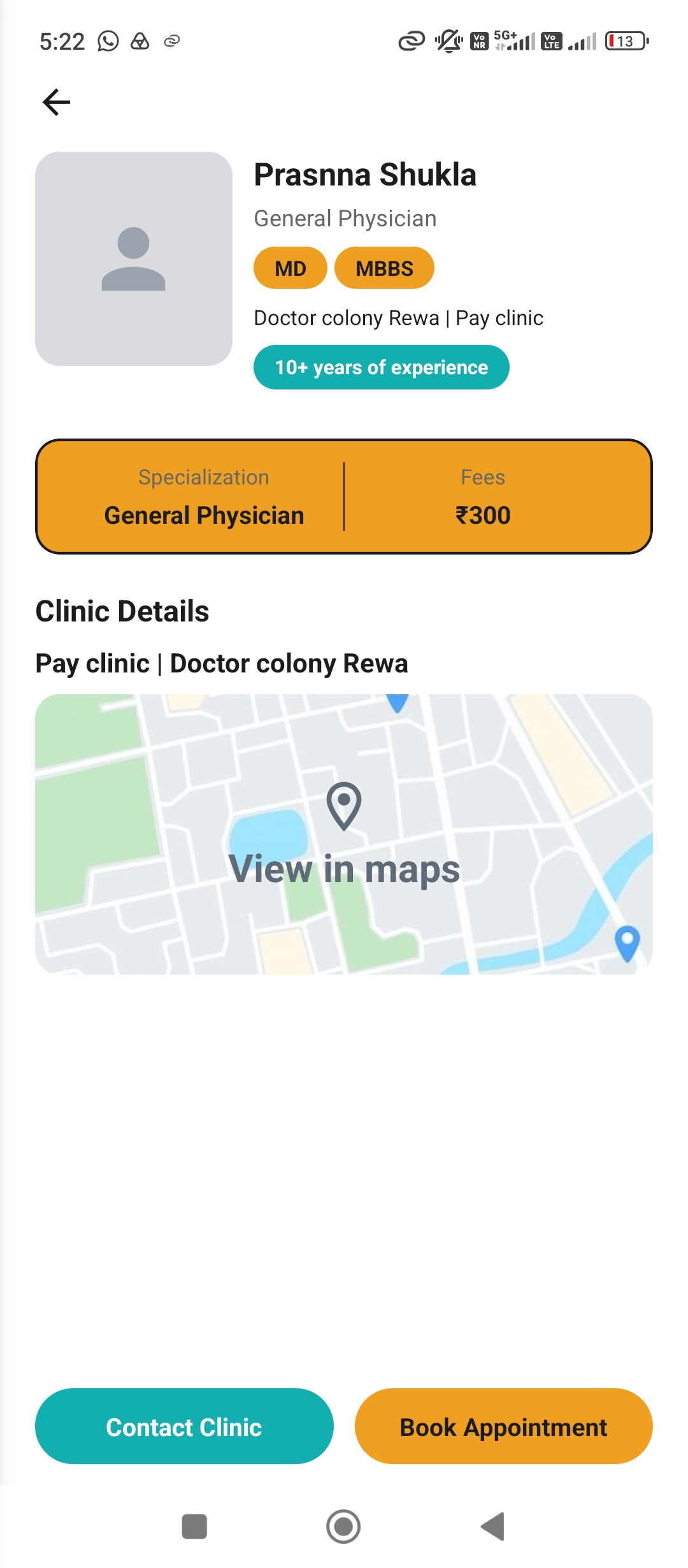 YourLab doctor profile screen